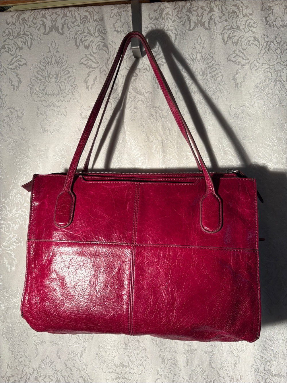 HOBO Leather Tote in Deep Raspberry - Picture 2 of 15